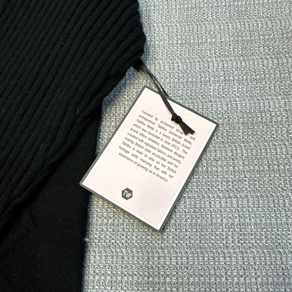 Tabitha Webb Poncho Sweater Womens Small Black Cable Knit Turtleneck Wool Blend - Picture 3 of 10